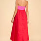 Tcec - Strapless Empire Color Block Midi Dress