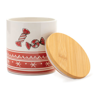 Ceramic Peppermint Candy Canister (Set of 4)