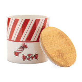 Ceramic Peppermint Candy Canister (Set of 4)