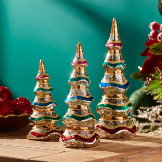 Multicolor Mercury Glass Pine Tree (Set of 3)