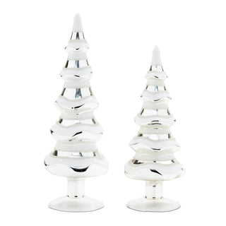 Snowy Glass Pine Tree (Set of 2)