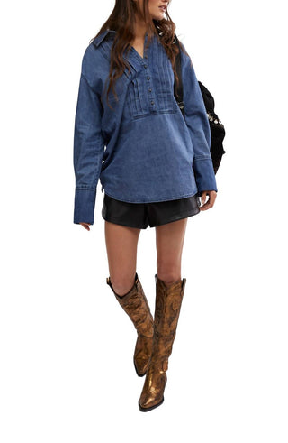 Free People - Blusa jeans para depois do expediente