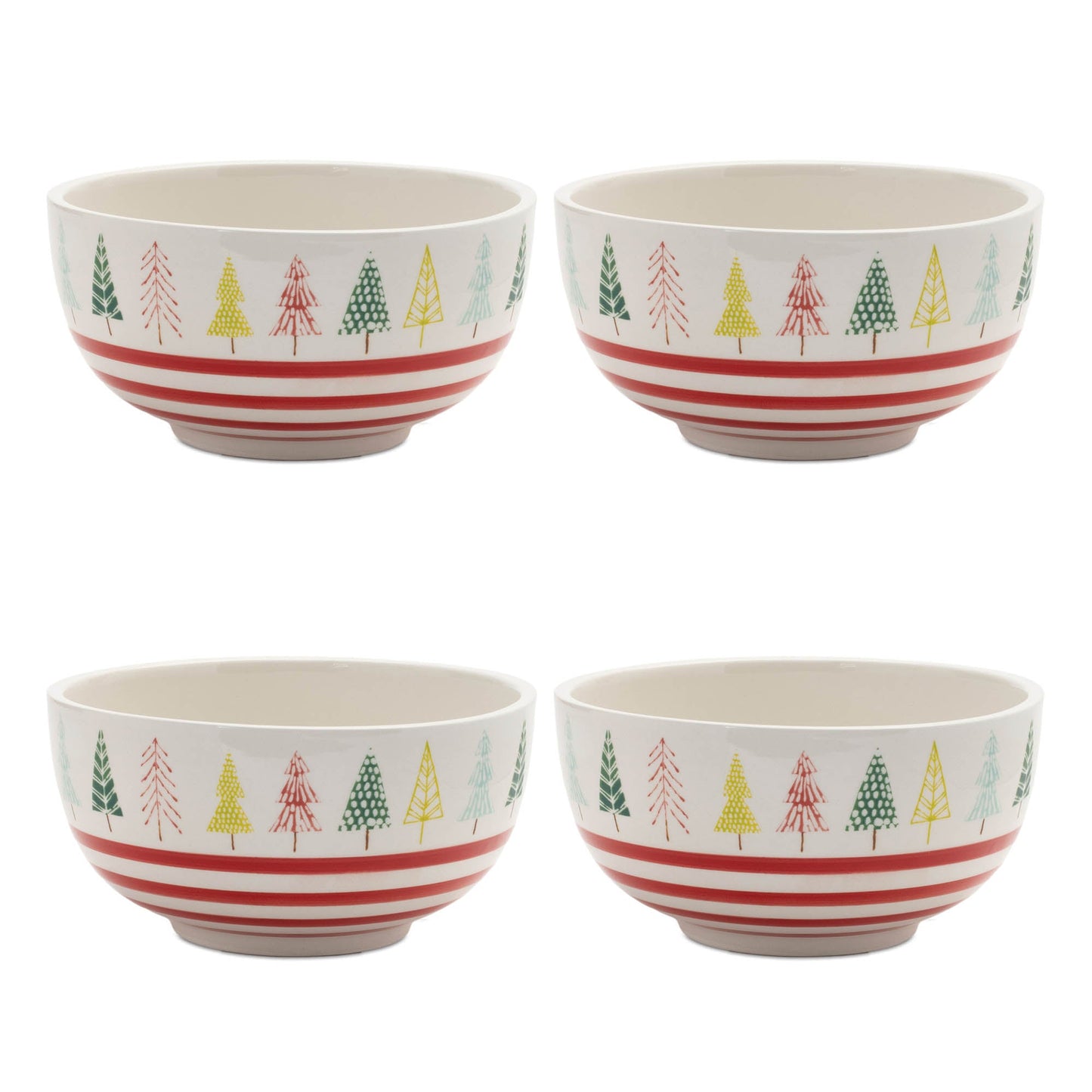 Ceramic Pine Tree Print Bowl (Set of 4)