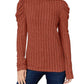 Basic Bae - Ribbed mock neck top with puff sleeves
