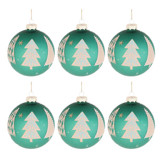 Beaded Pine Tree Ball Ornament (Set of 6)