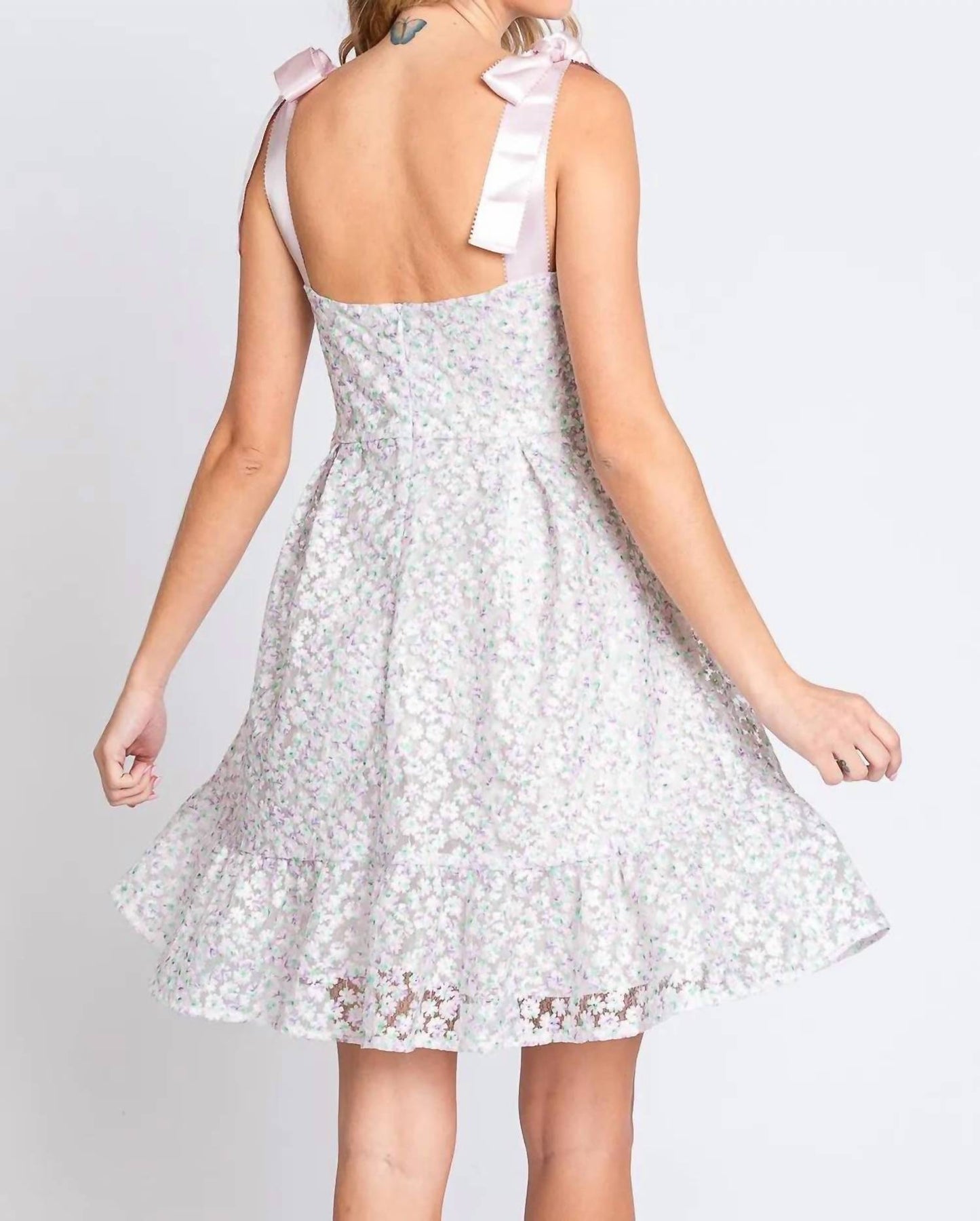 Trendsi - GeeGee Mesh Floral Embroidered Sleeveless Dress