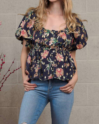 Coletivo Rack - Blusa Floral Bufante com Botões
