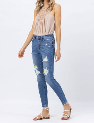 Judy Blue - Calça Jeans Skinny Lemon Patch de Cintura Alta