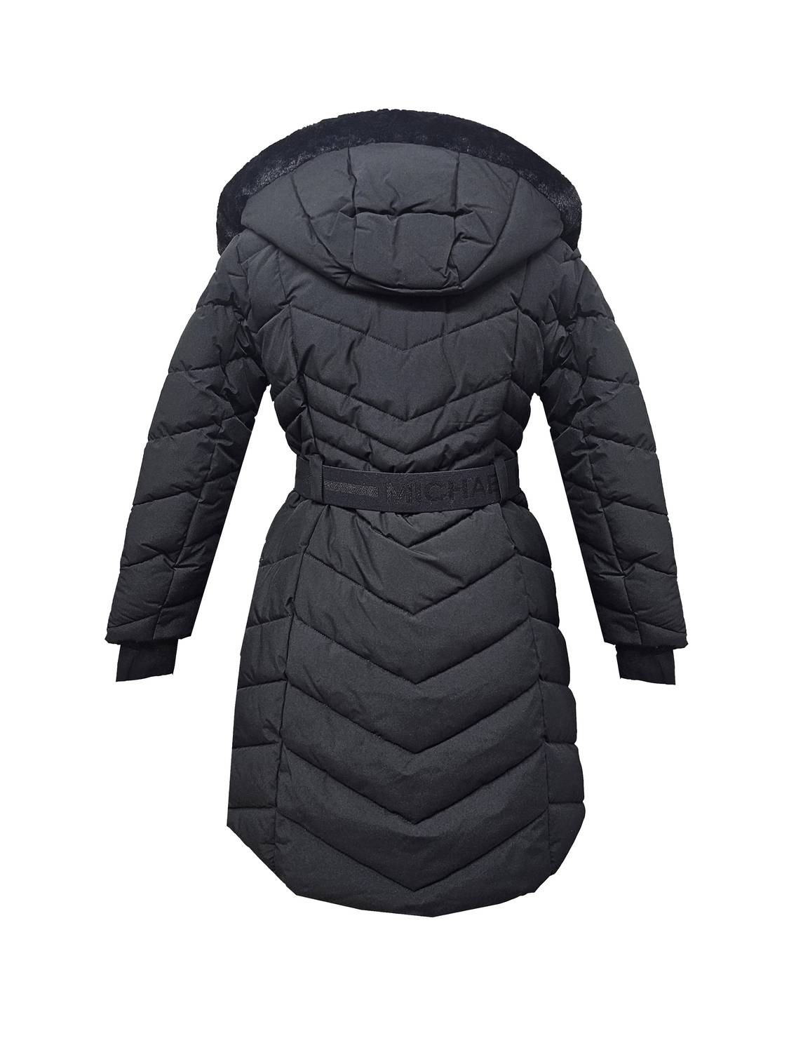 Michael Kors - Women's Chevron Belted Scuba Coat With Removable Hood