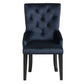 Varian II Dark Navy Velvet & Black Finish Side Chair
