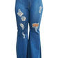 Aaaaa Fashion - Women's Riled Up Flare Jeans - Plus