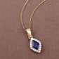 0.92 Carat Genuine Blue Sapphire and White Diamond 14K Yellow Gold Pendant