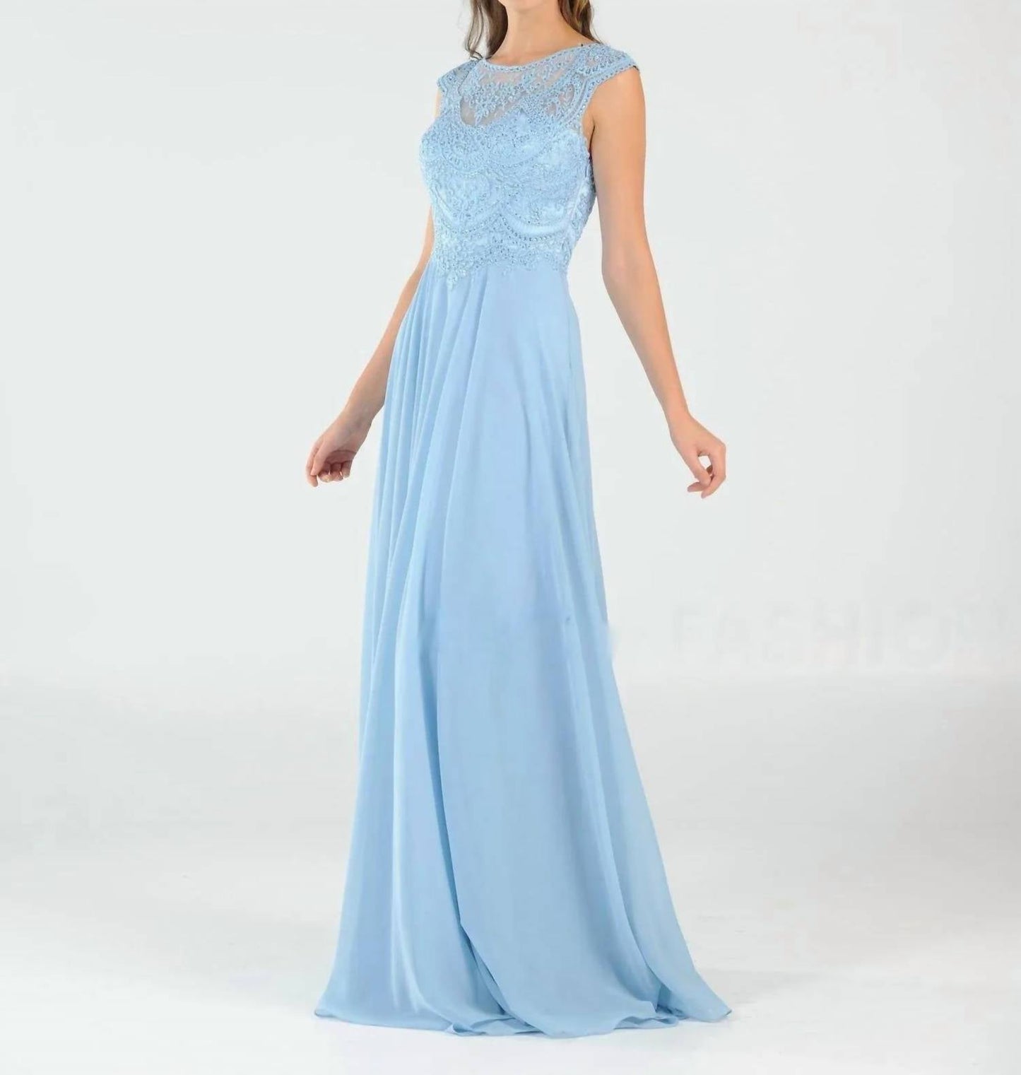 Poly Usa - Long Embroidered Cap Sleeve Dress