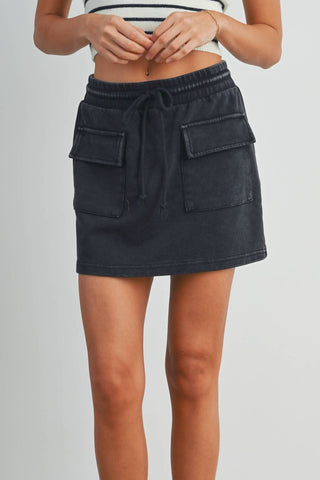 Buttermelon - Washed French Terry Front Pocket Mini Skirt