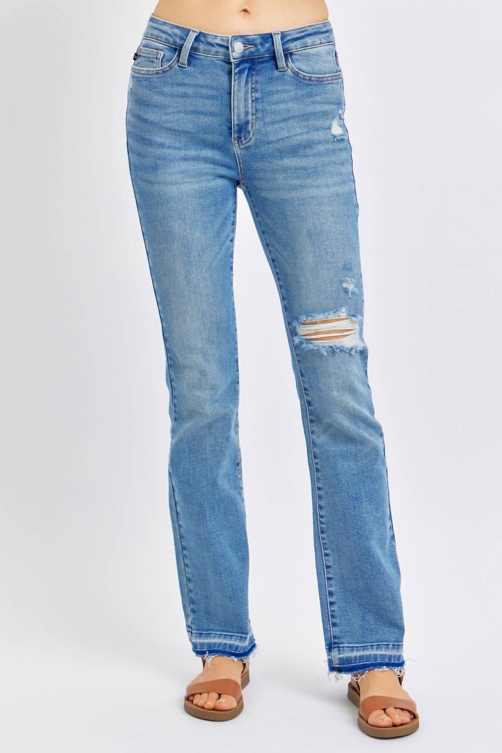 Judy Blue - Mid Rise Destroyed Release Hem Bootcut