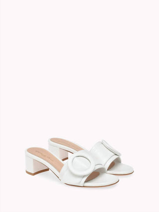 Gianvito Rossi - Sandálias femininas de couro com fivela e salto baixo