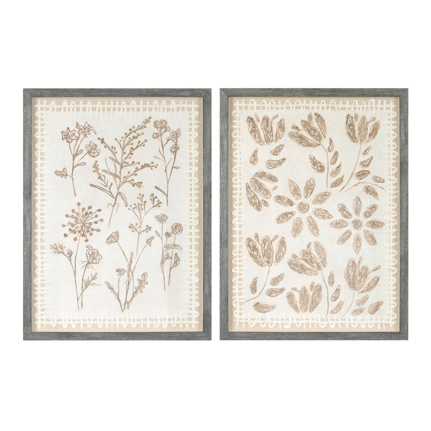 Framed Floral Wall Art Under Glass (Set of 2)