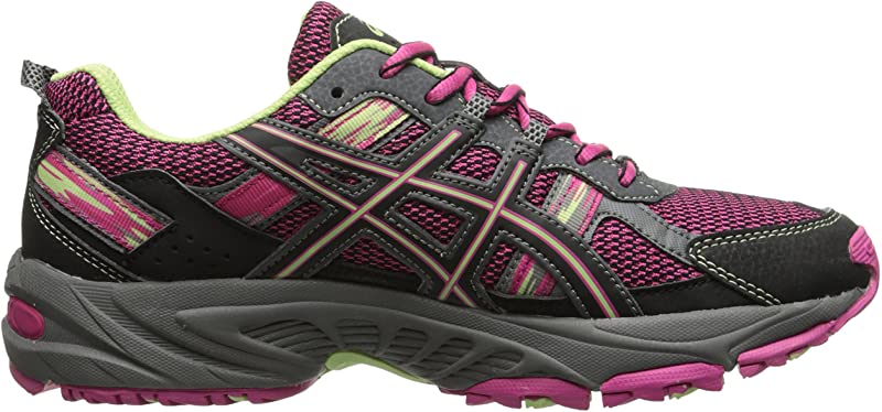 Tênis de corrida de trilha ASICS Gel Venture 5 GS infantil rosa/pistache/preto tamanho 6,5 M EUA