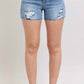 Judy Blue - High Waist Denim Shorts With Stitch Over Destroy Detail