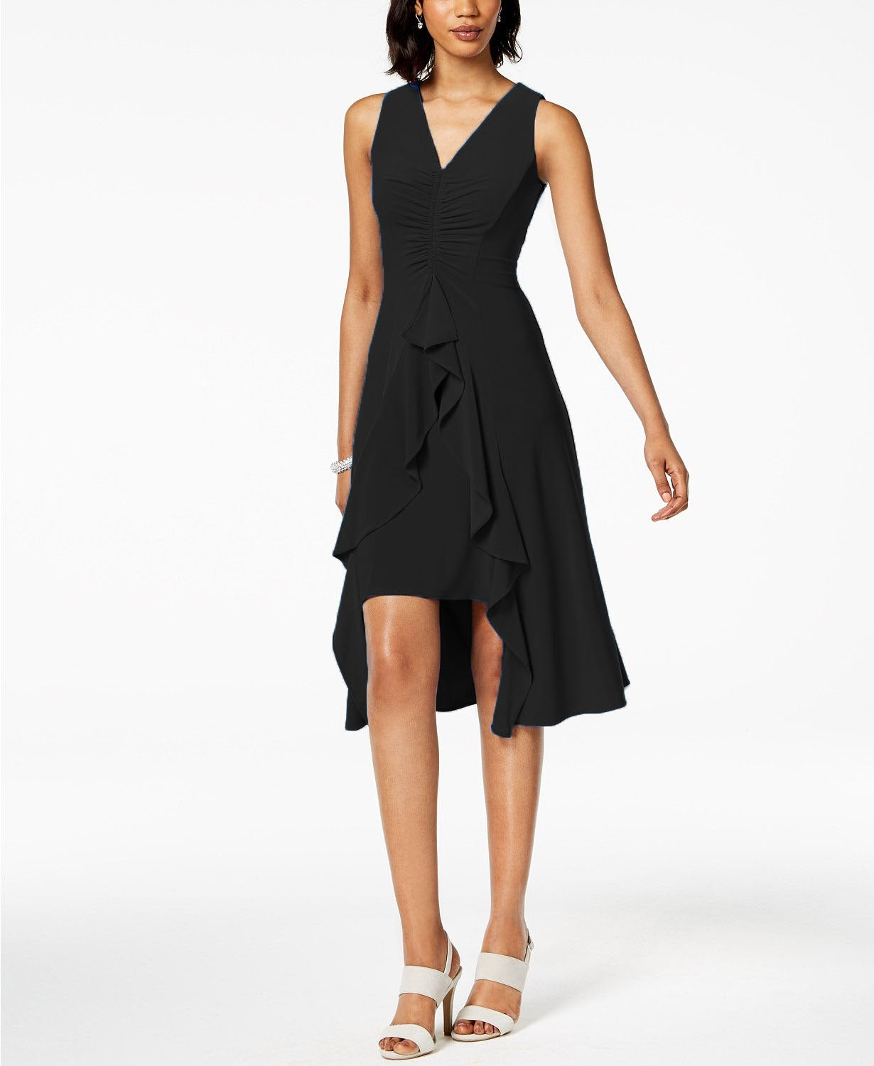 Vestido feminino Taylor com babados e franzidos, preto, tamanho 12"