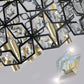 19' Geometric Crystal and BlackGold Round Pendant Chandelier