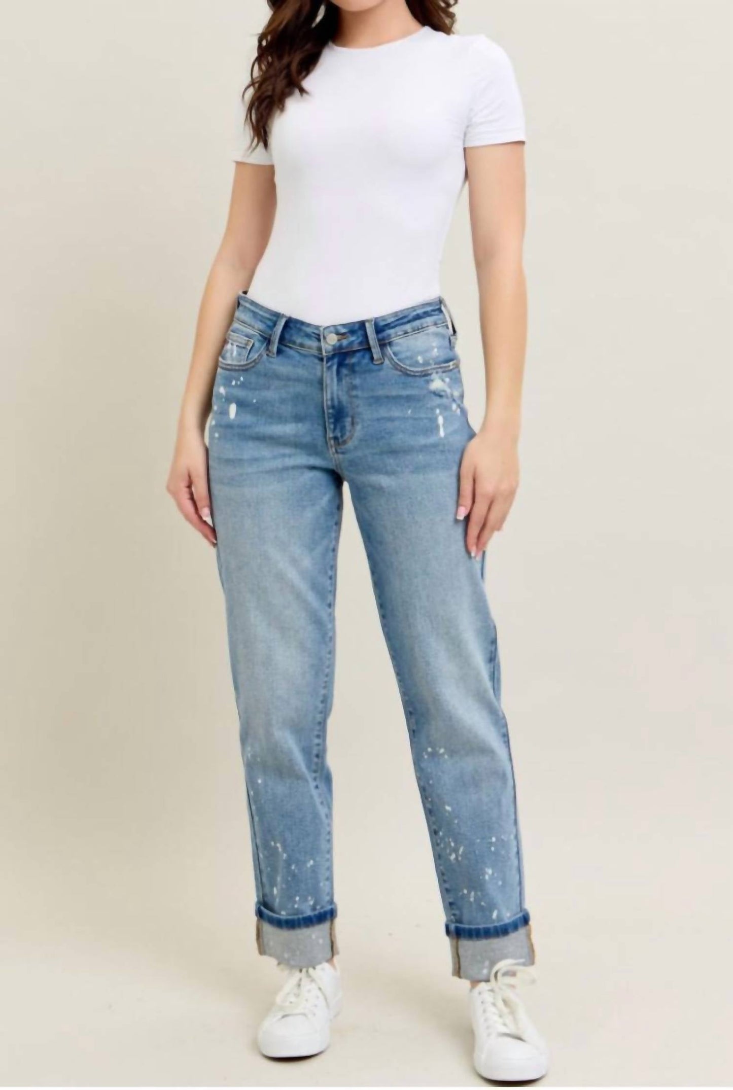 Judy Blue - Bleach Splatter Boyfriend Denim