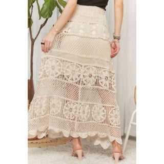 Adora - Crochet Lace Maxi Skirt With Drawstring Waist