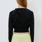 Meimeij - Short Length Cardigan With Fabric Flowers