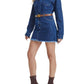 Bayeas - Resa Long Sleeve Fray Hem Denim Mini Shirtdress