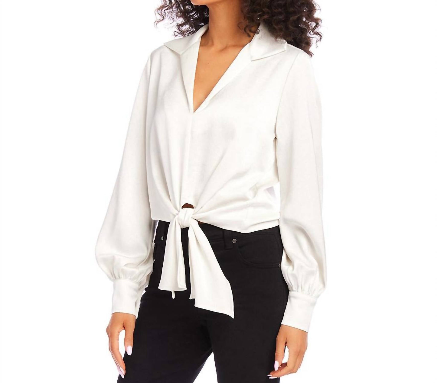 Karen Kane - Satin Tie Front Top
