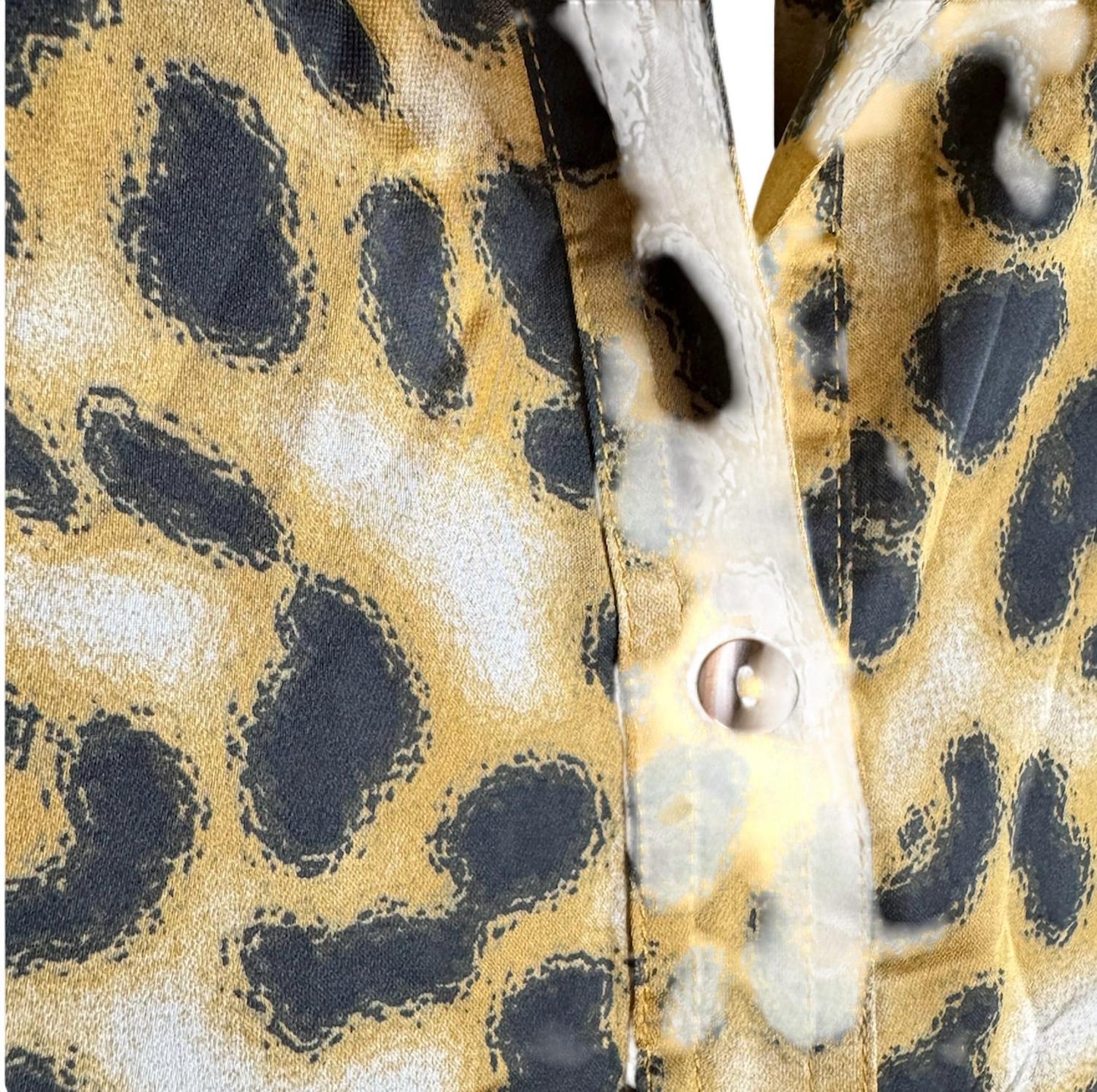 See U Soon - Animal Print Satin Button Front Blouse