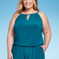 Top tankini feminino FPS 50 em camadas verde-água® preto tamanho P