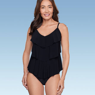 Top tankini feminino FPS 50 em camadas verde-água® preto tamanho P