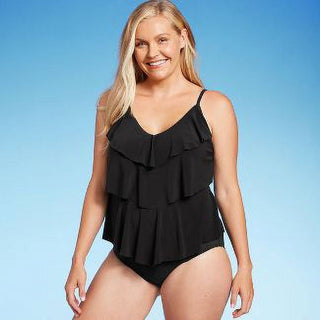 Top tankini feminino FPS 50 em camadas verde-água® preto tamanho M
