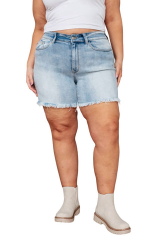 Judy Blue - Shorts estilo pai com corte alto e cintura alta