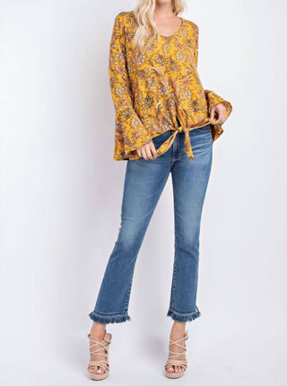 143 Story - Blusa Amarela Dourada com Laço Floral Frontal