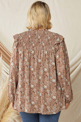 Entro - Blusa com babados e florais - Plus
