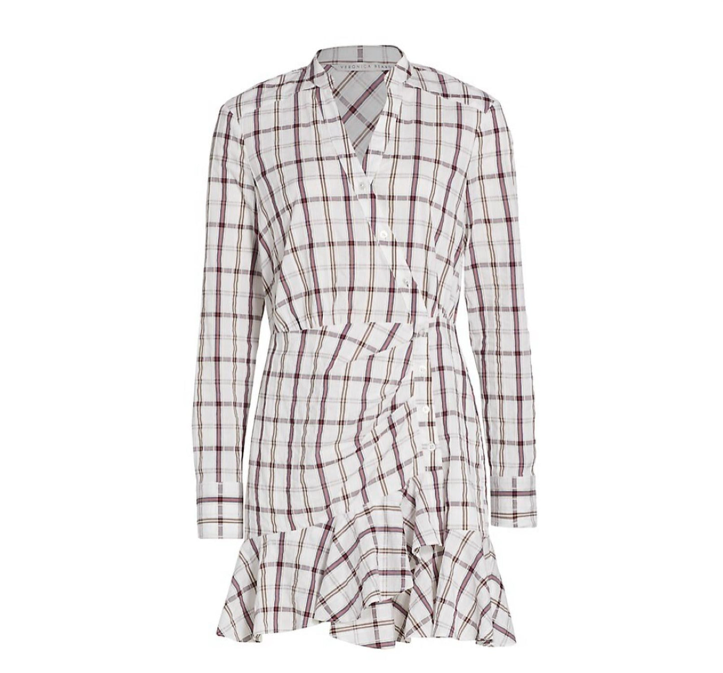Veronica Beard - Sherry Long Sleeve Pleated Skirt Ruffle Trim Shirt Dress