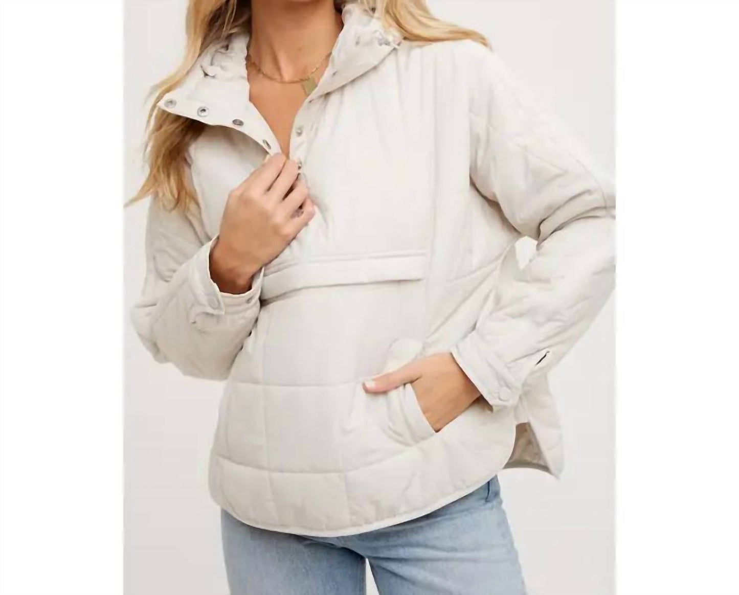Bluivy - QUILTED PUFFER HOODED PULLOVER