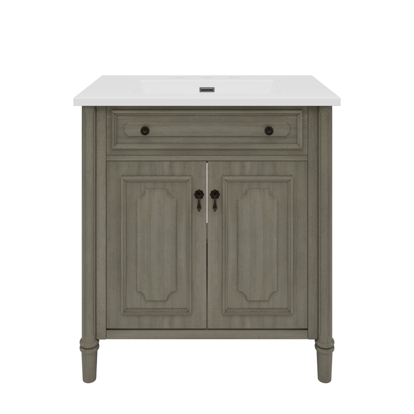 Vintage Bathroom Vanity With Sink, Rustic Cabinet With Soft Close Doors