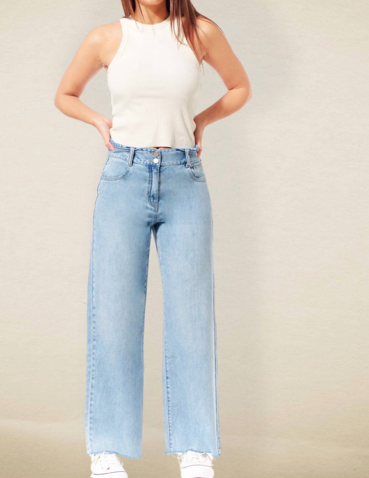 1822 Denim - Bleach Please Folded Waistband Jeans