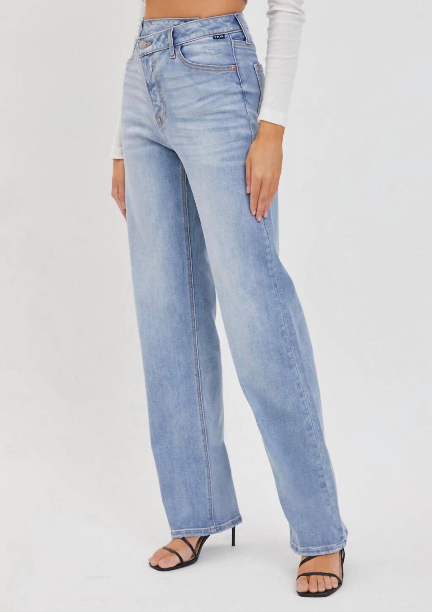 Cello - Jillian High Rise Asymmetrical Button Dad Jeans