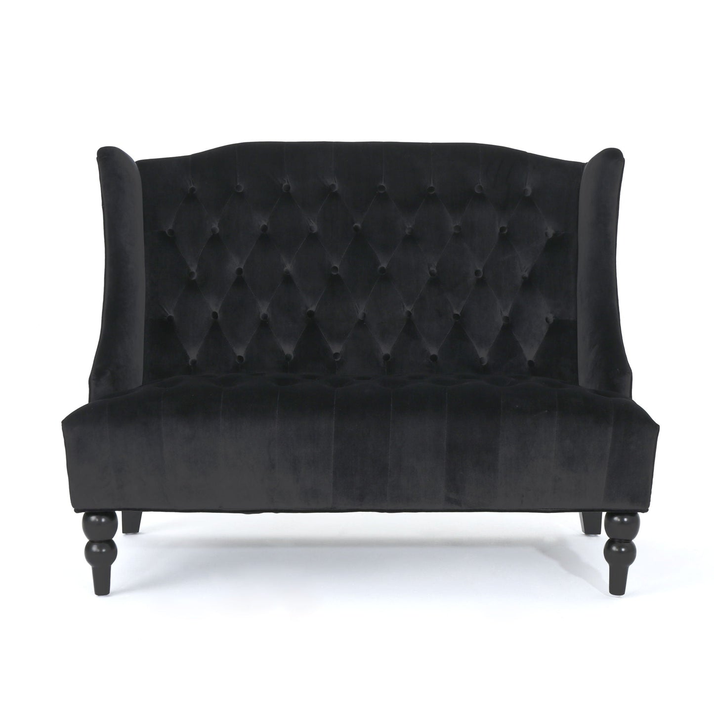Nurturing Upholstered Loveseat With Wing Back And Diamond Tufting