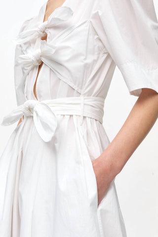 Ganni - Women's Washed Stretch Cotton Tie Strap Midi Dress