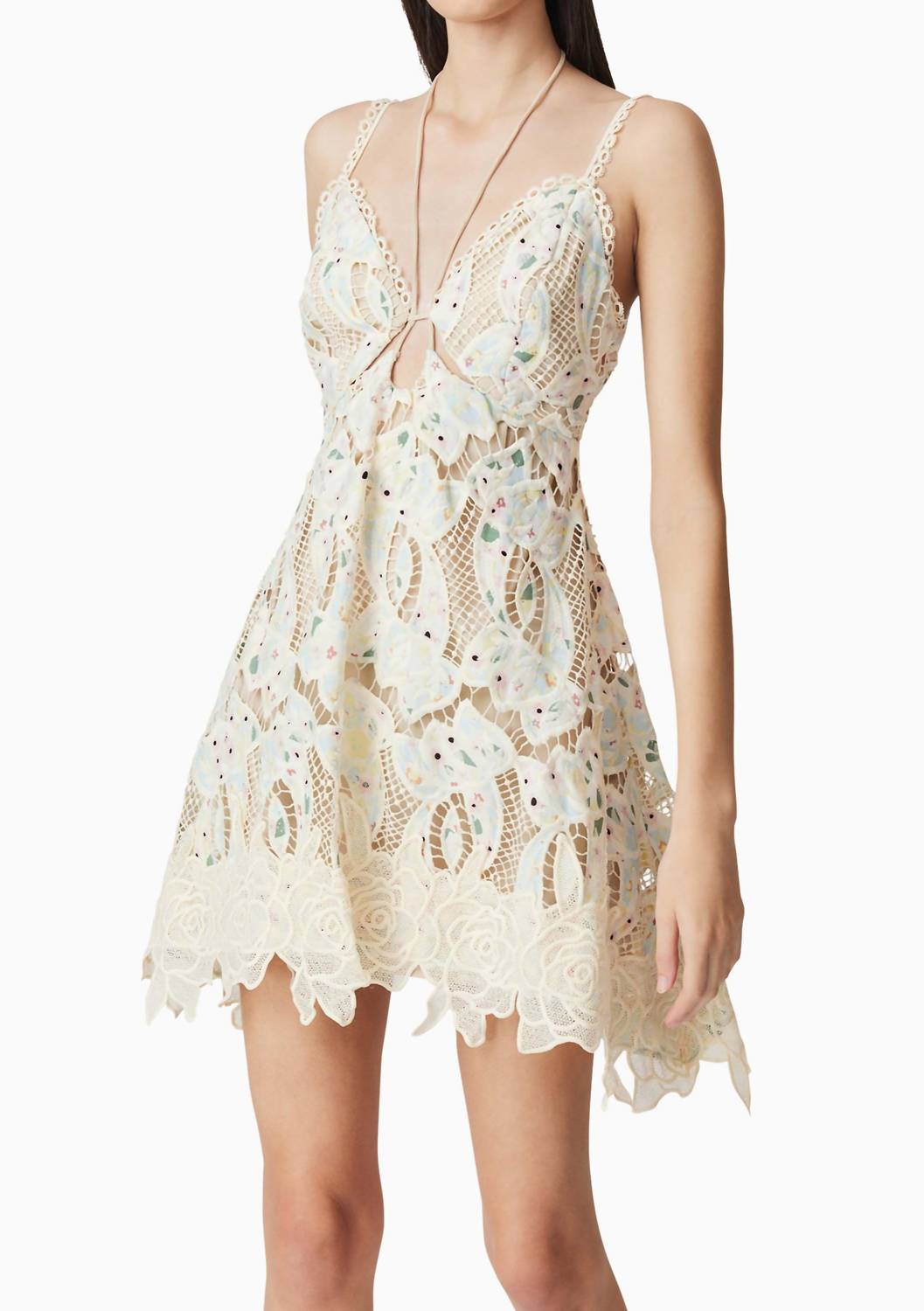 Elliatt - Elliatt Kyla Eyelet Halter Mini Dress