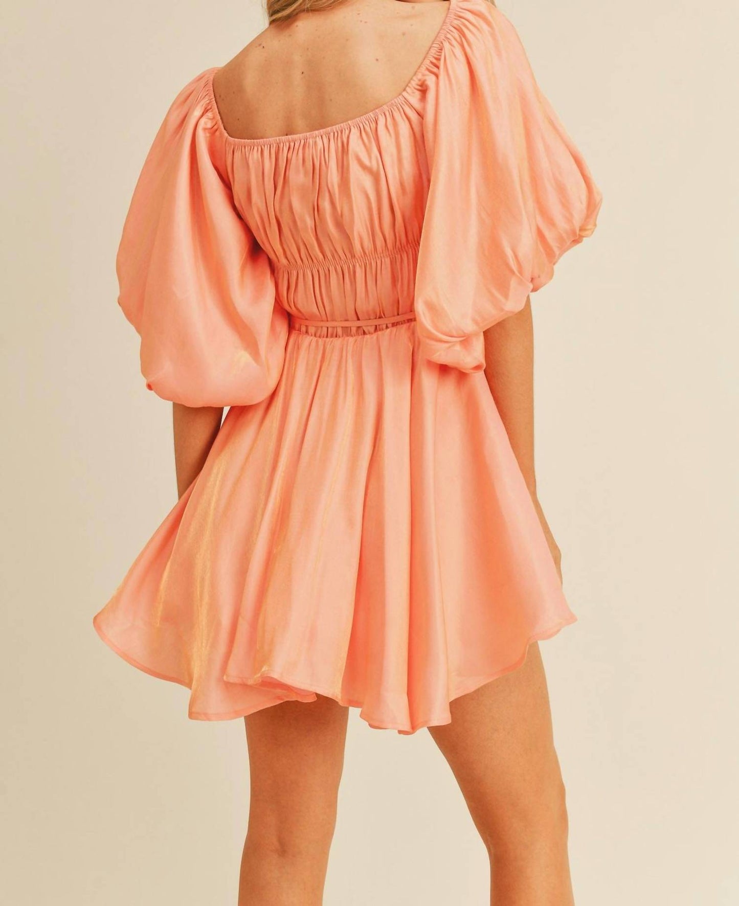 &Merci - Jessika Iridescent Bubble Sleeve Flared Mini Dress