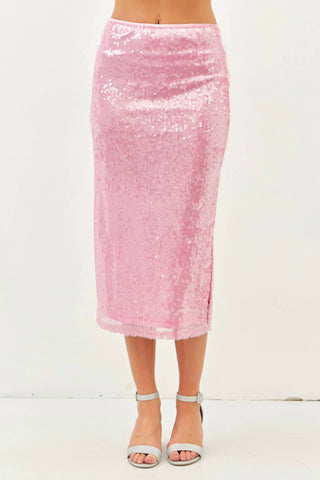 Idem Ditto - Mermaid Sequin Midi Skirt With Side Slit
