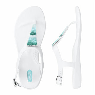 Oka-B - Sandália feminina com três tiras e contas Bri