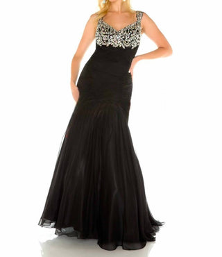 Mac Duggal - Vestido sereia com corpete franzido e contas