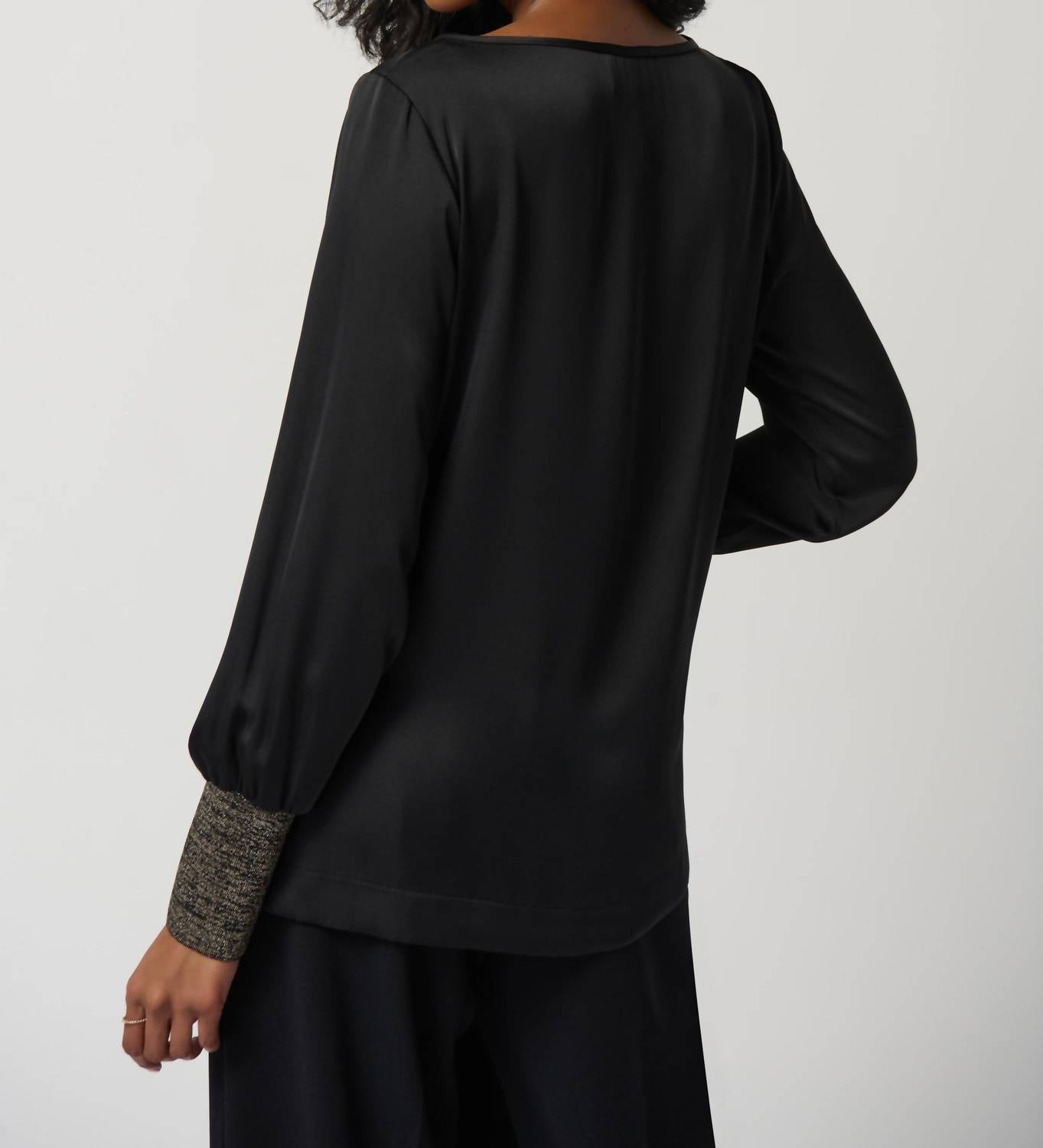 Joseph Ribkoff - Metallic Knit Cuffed Top